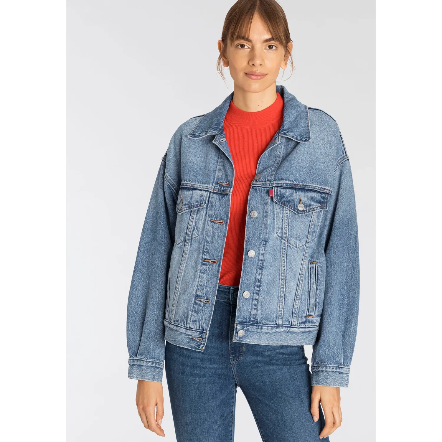 Женская джинсовая куртка оверсайз с отложным воротником Levi's, Medium Blue