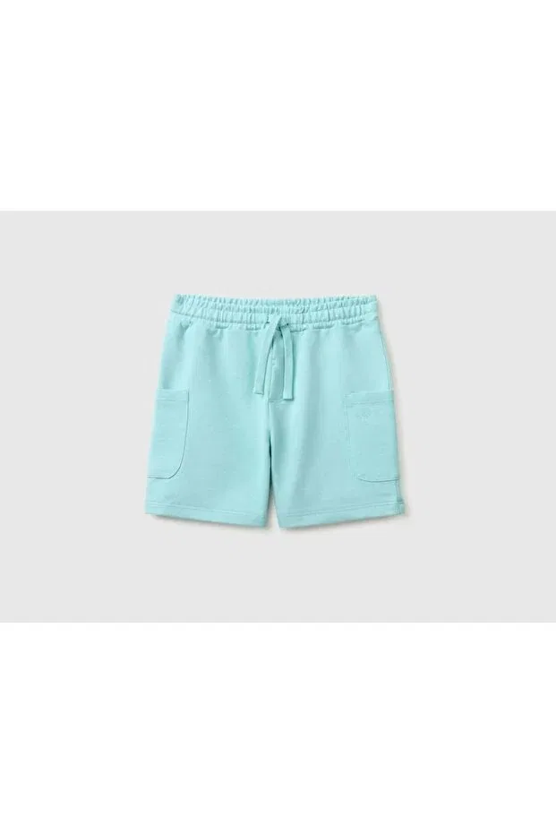 Детские шорты для мальчиков хлопковые Bermuda с боковыми карманами United Colors Of Benetton, Water Green
