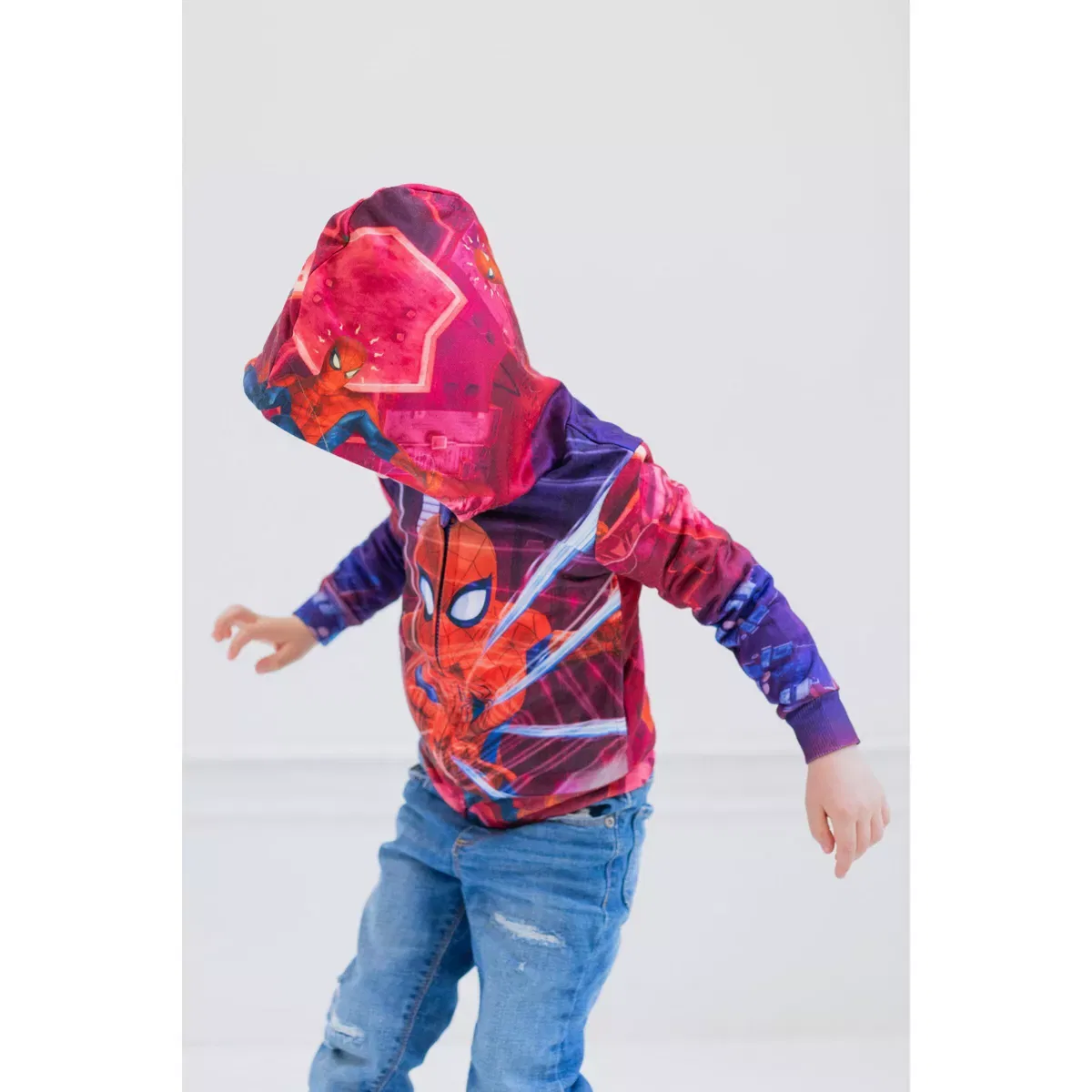 Детский худи-косплей с принтом Marvel Spider-Man Fleece Zip Up Cosplay Hoodie, Spider-Man — фото 4
