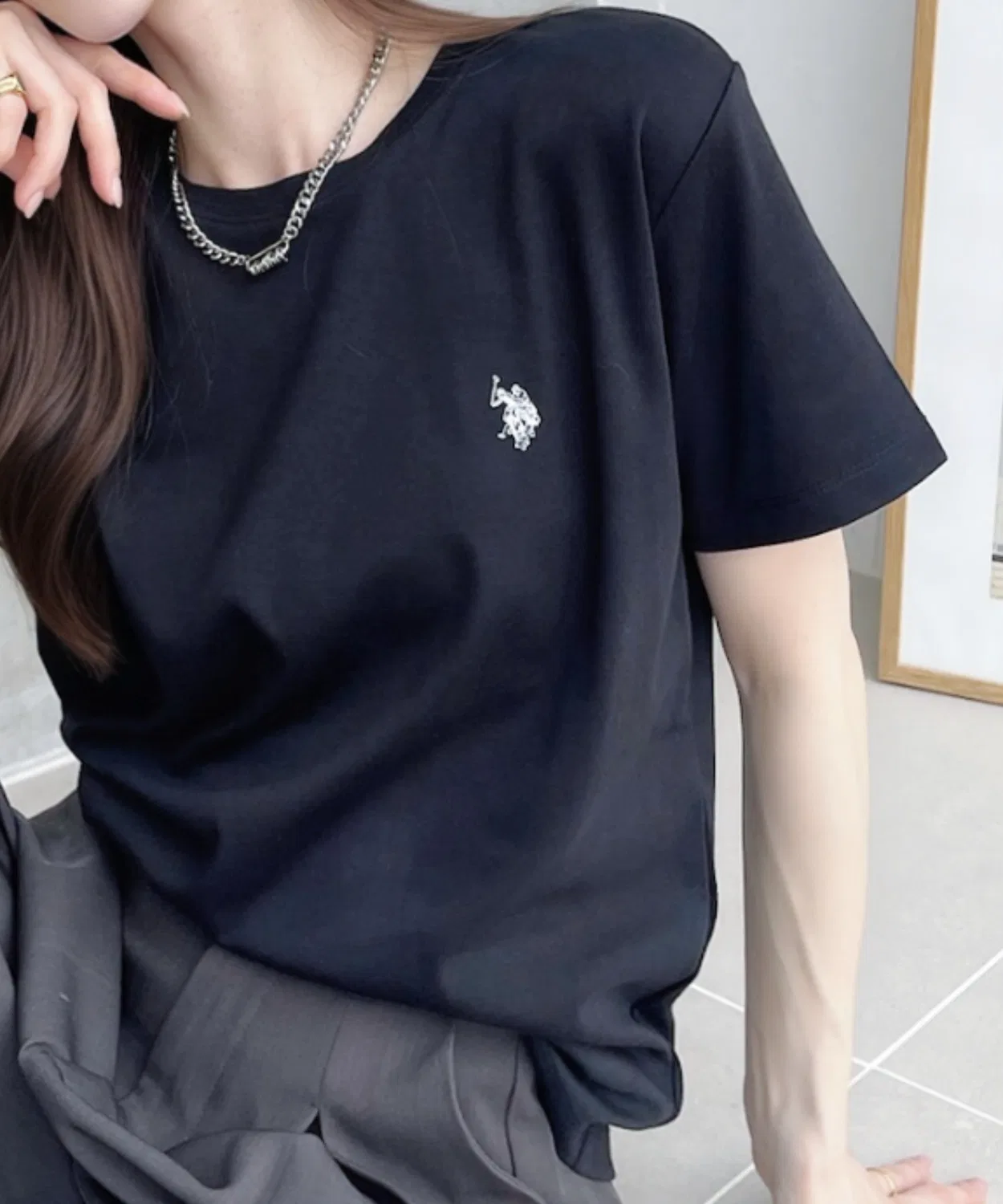 Женская футболка с длинным рукавом гладкая U.S. POLO ASSN., Black