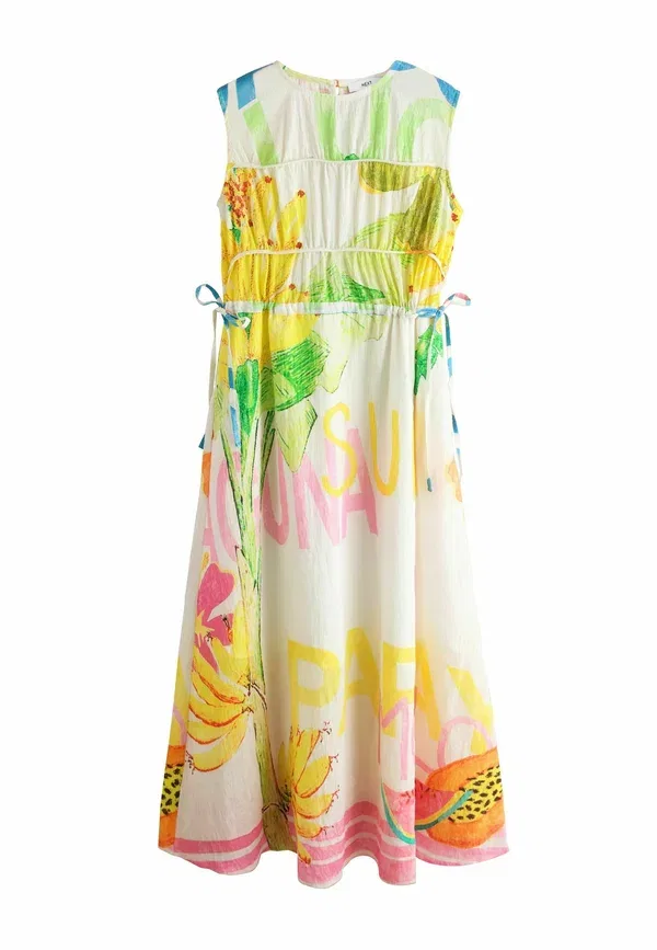 Платье с принтом Petite fit - tie side midi summer dress - maxi dress Next, Multi Print, мультиколор — фото 4