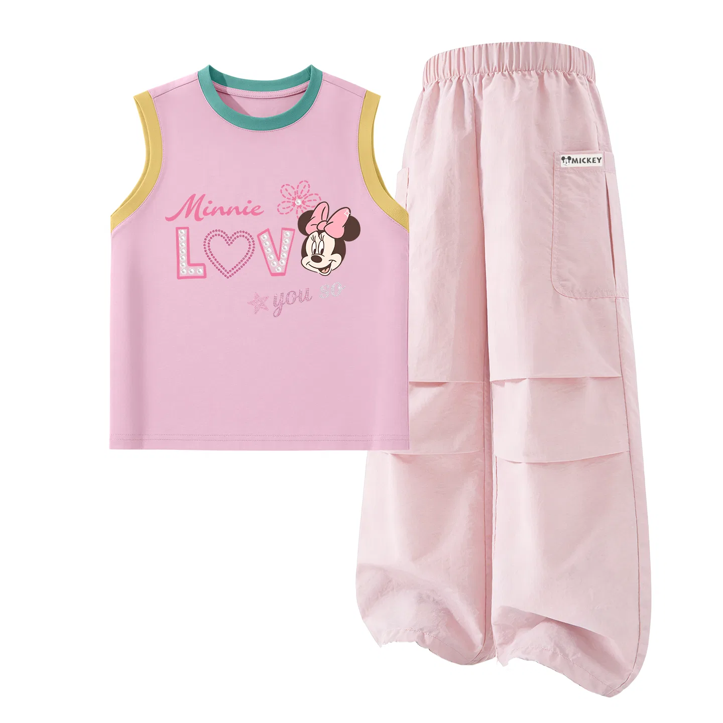 Детский спортивный костюм с круглым вырезом, дышащий, Disney, DiZhan Love Ni Blue Pink