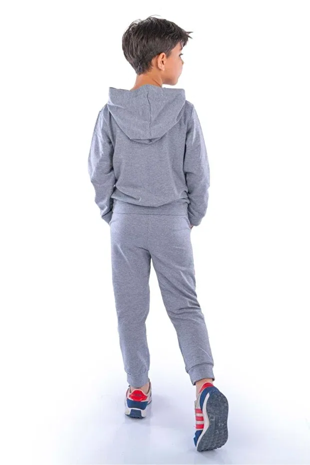 Детский комплект спортивного костюма Kangaroo Pocket Hooded Minikadam, Gray — фото 4
