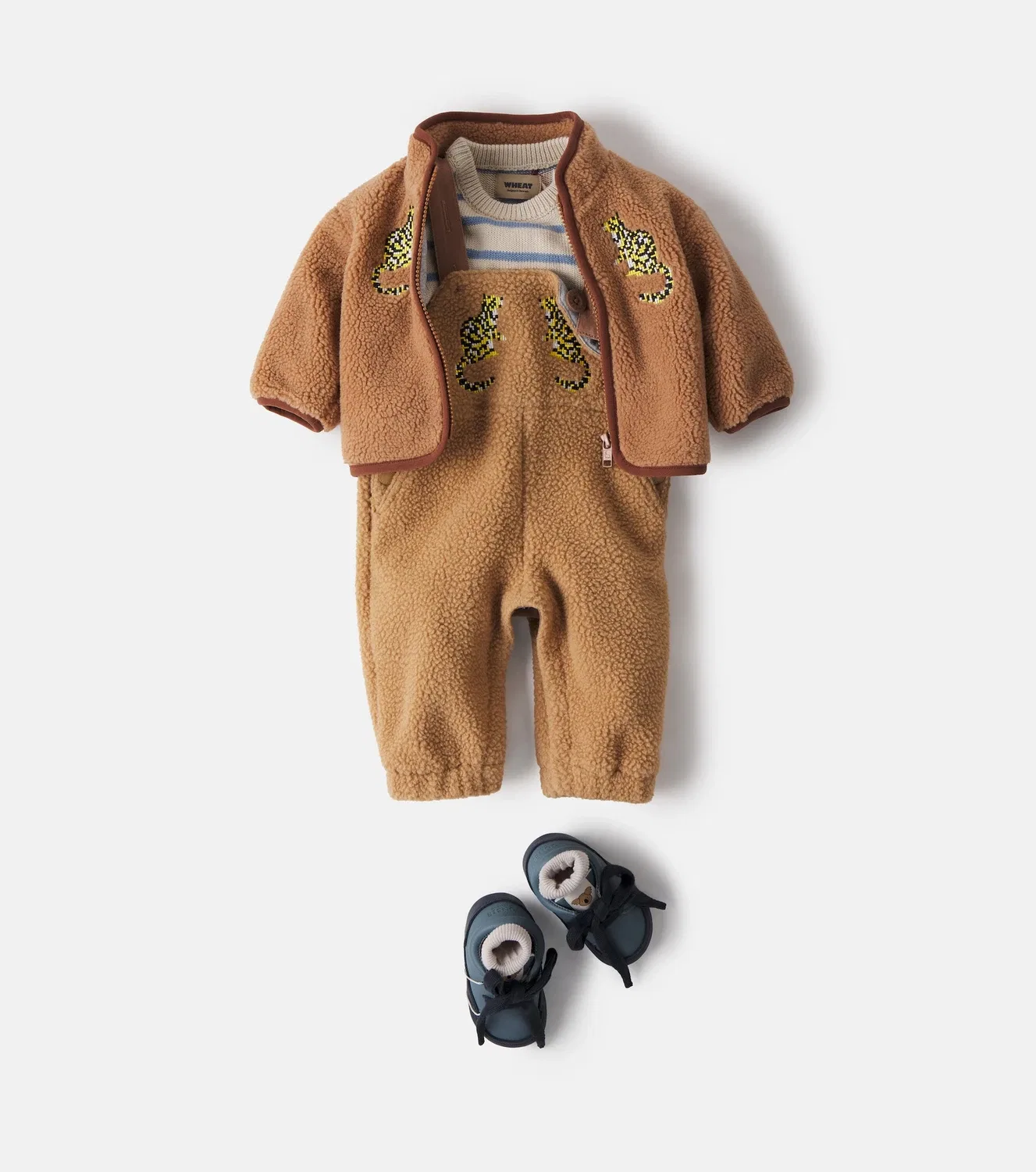 Комбинезон из флиса с вышивкой в виде мишки Stella Mccartney Kids, коричневый — фото 2