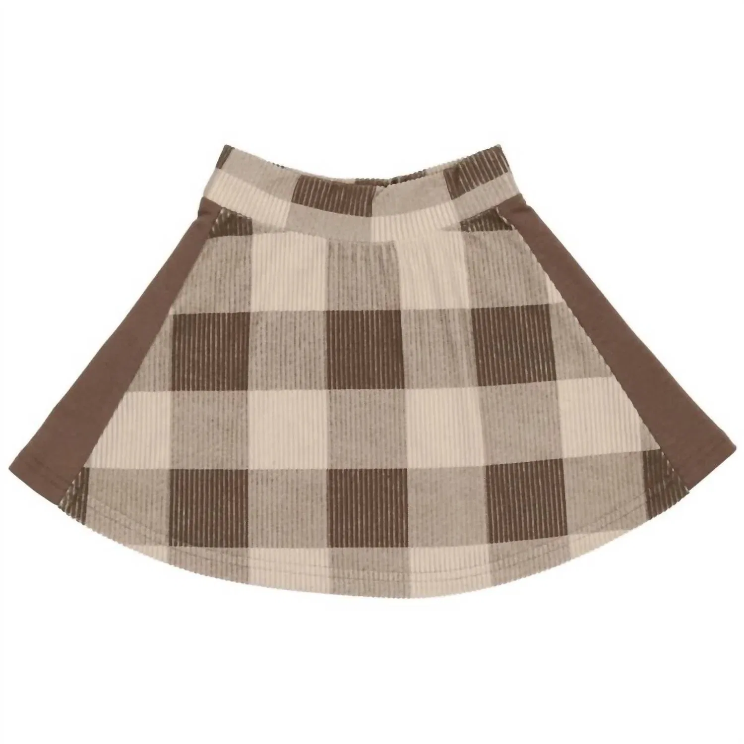 Детская кофта с принтом в клетку и завязками Corduroy Plaid Toggle Top Maniere, коричневый — фото 3