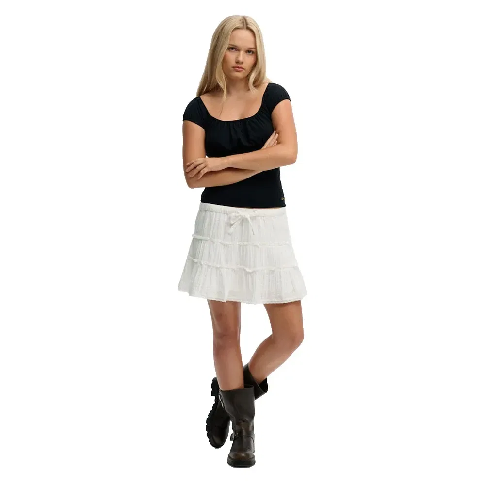 Женская юбка хлопковая Cheesecloth Tiered Superdry, White — фото 4