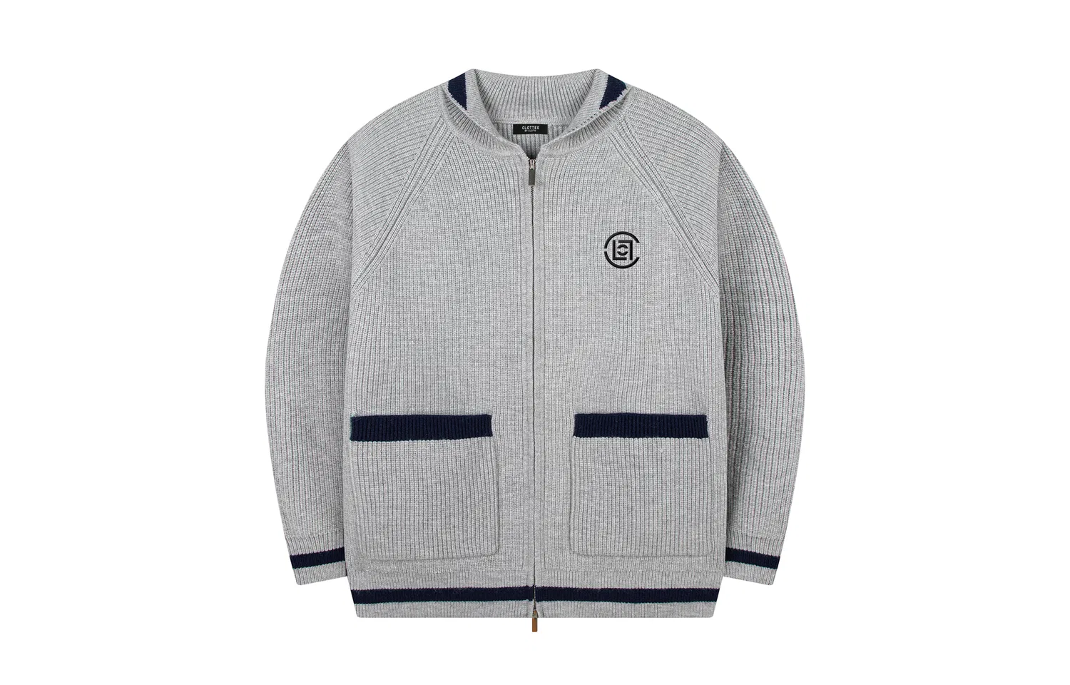 Детский свитер с воротником-стойкой утепленный прямого кроя CLOT, Gray (Black Embroidery)