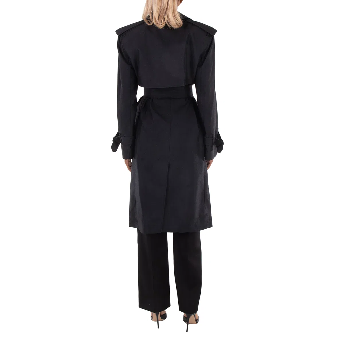 Пальто-тренч из шёлкового габардина с двубортной застёжкой Burberry, Black — фото 4
