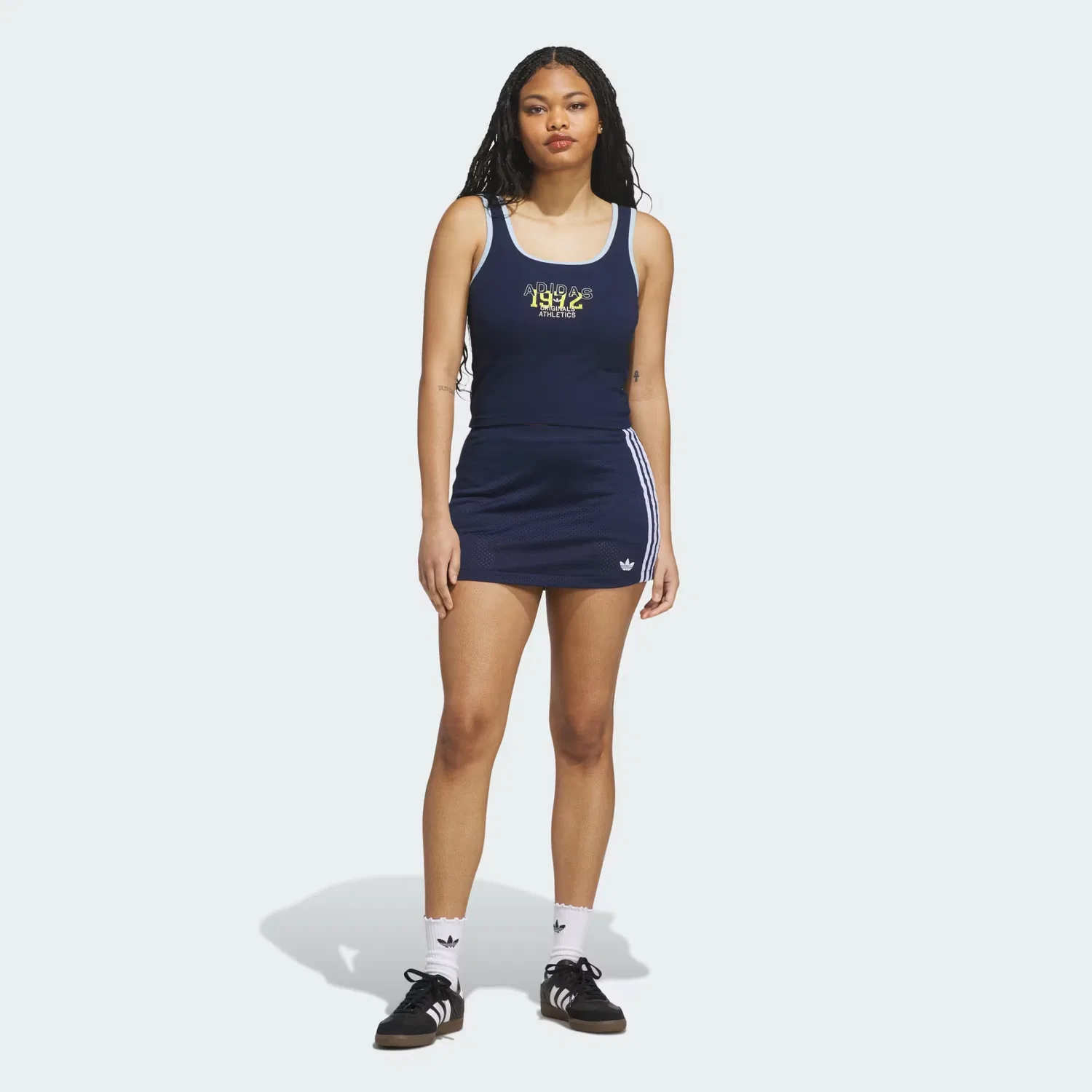 Женская юбка из сетки с внутренними шортами Mesh Skirt adidas Originals, Night Indigo — фото 3