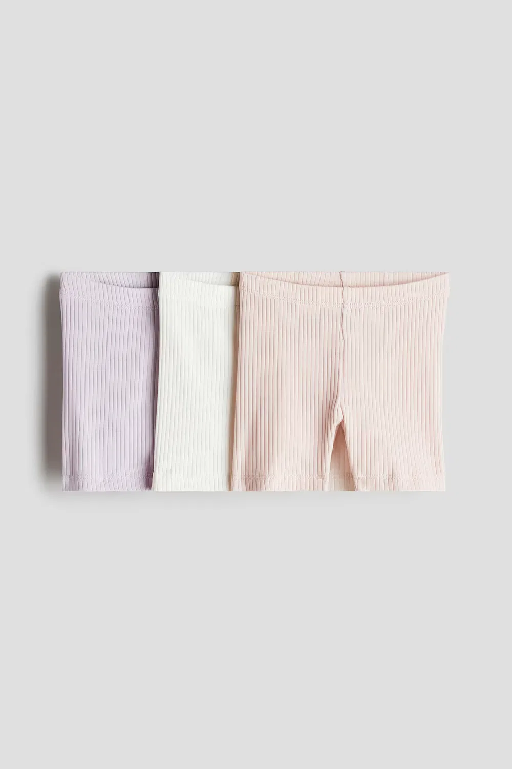 Комплект из 3 ребристых велосипедных шорт H&M, Helllila/Hellrosa