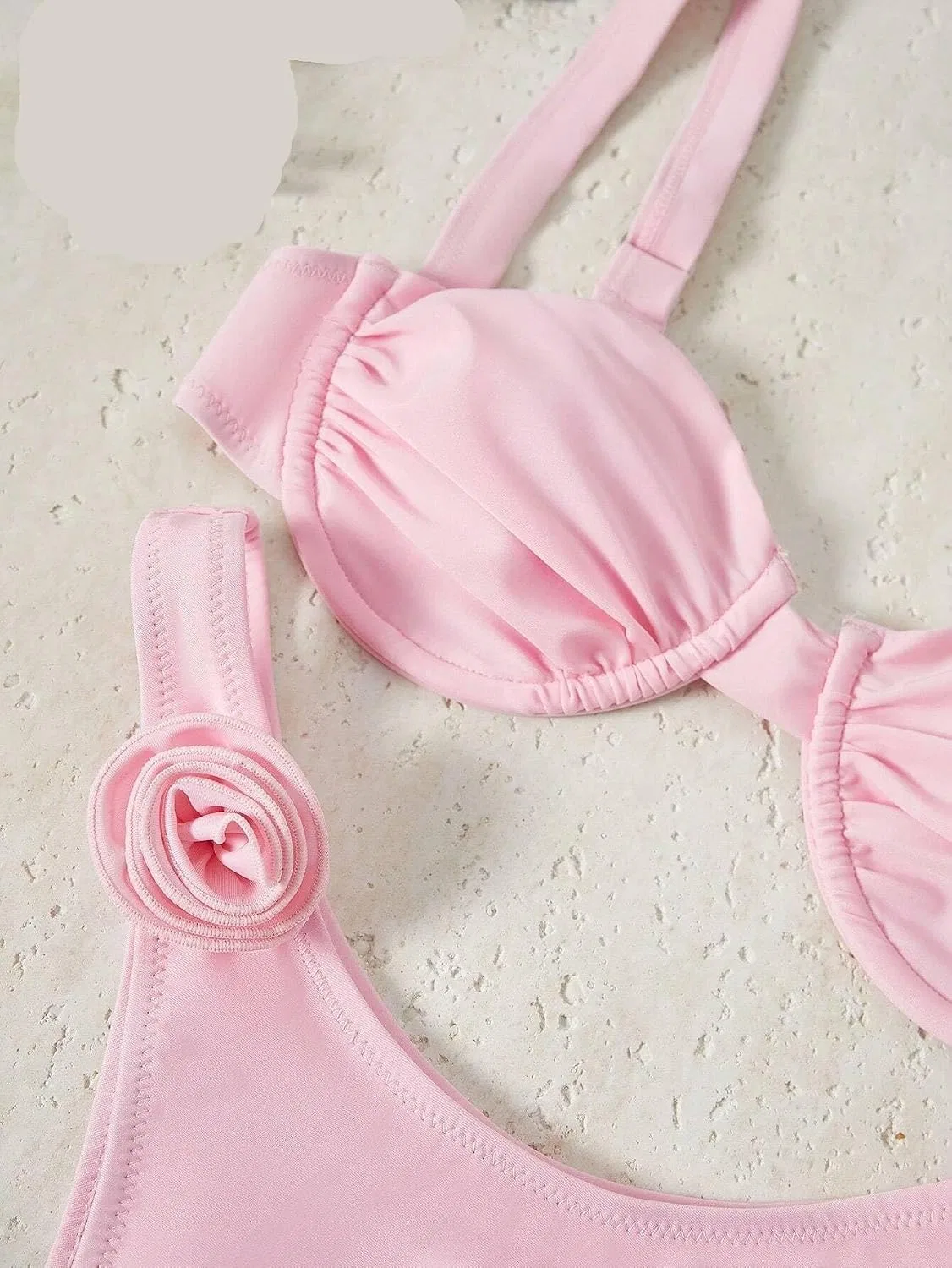 Женский бикини-комплект с чашками на косточках Generic, Pink — фото 3
