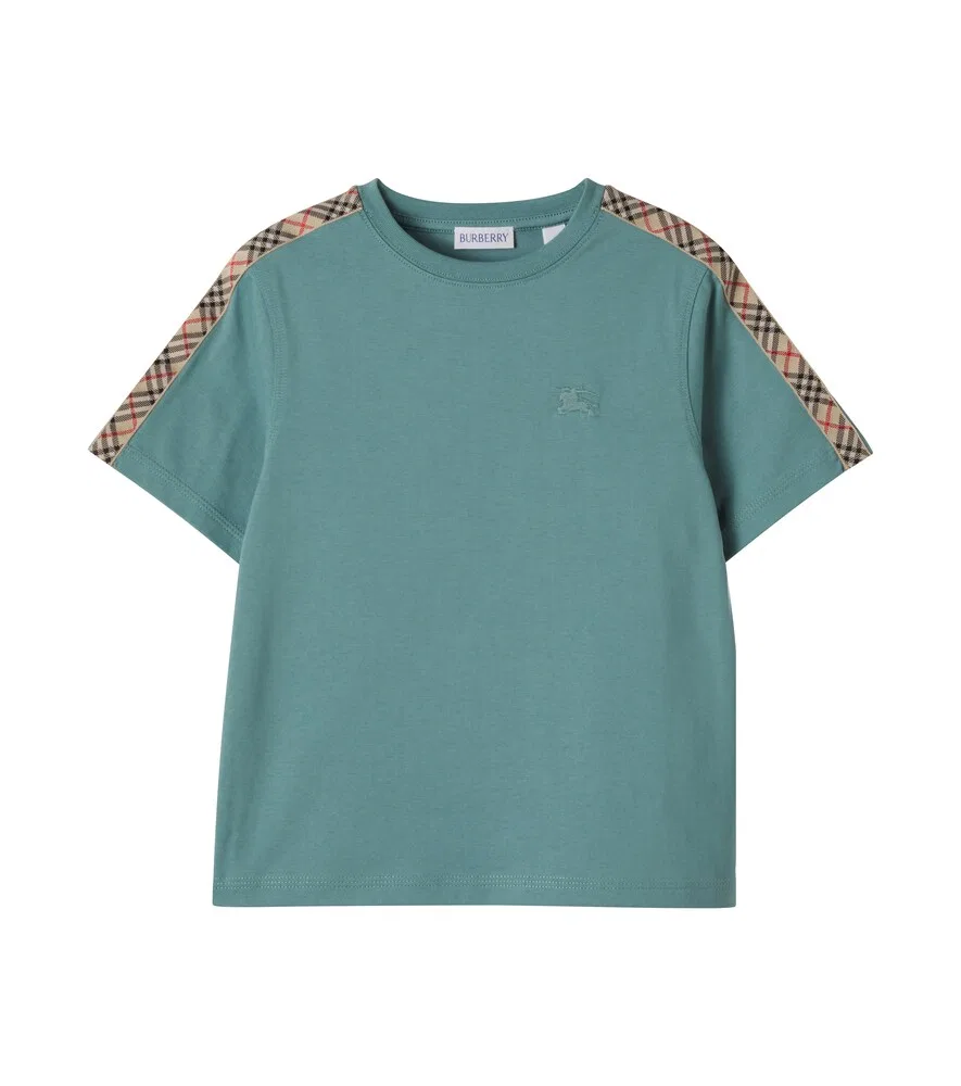 Футболка из хлопкового трикотажа Burberry Kids, зеленый