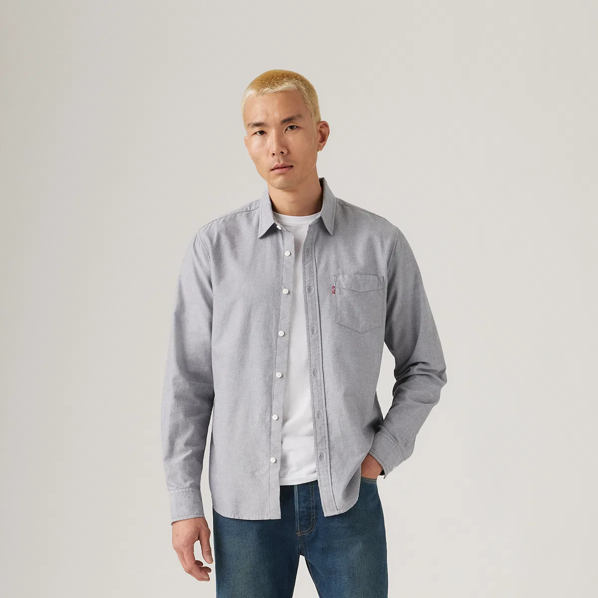 Мужская рубашка с отложным воротником Levis, Gray — фото 4
