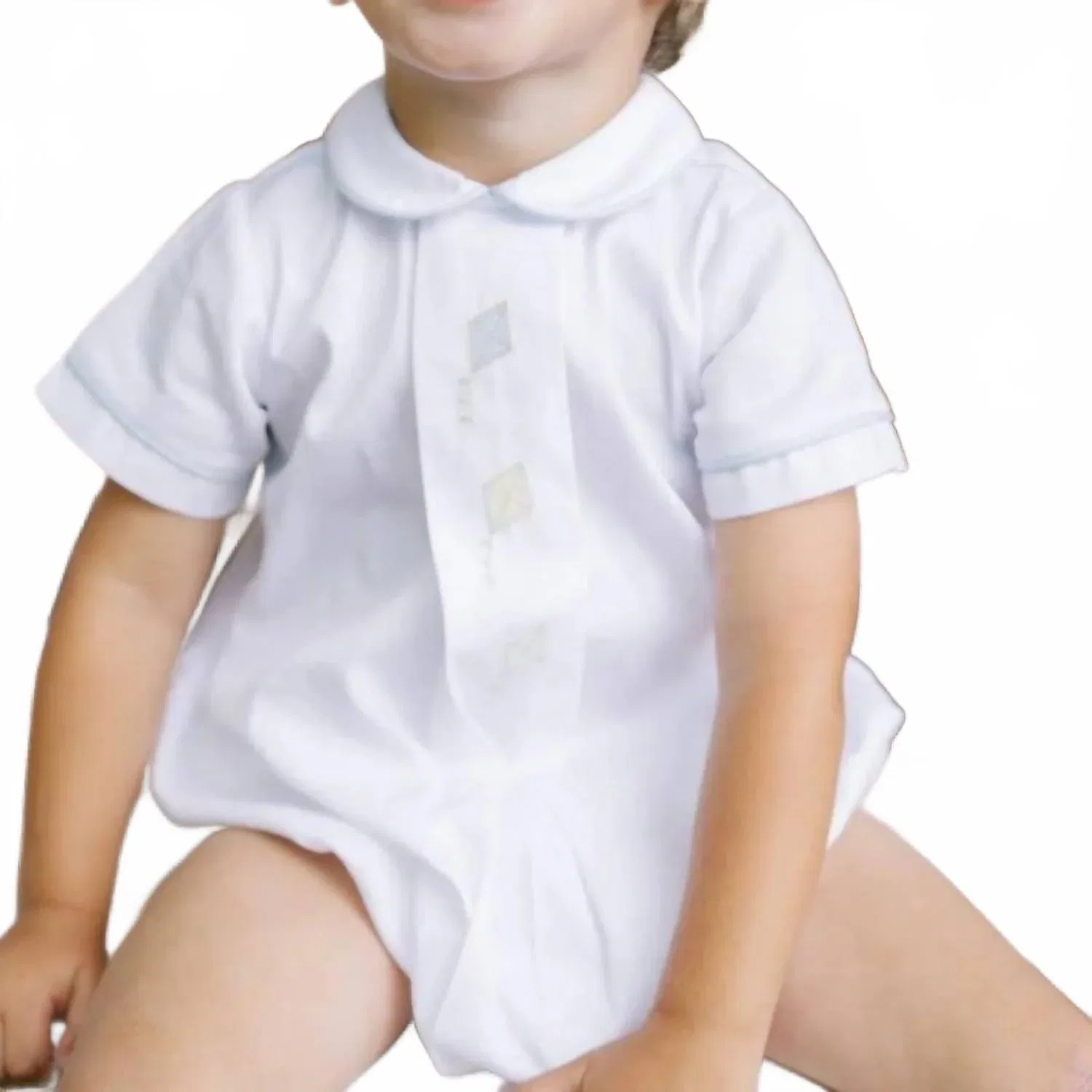Детский боди-комбинезон с вышивкой Palmer Bubble Playsuit Lullaby Set, Classic White With Kite Embroidery
