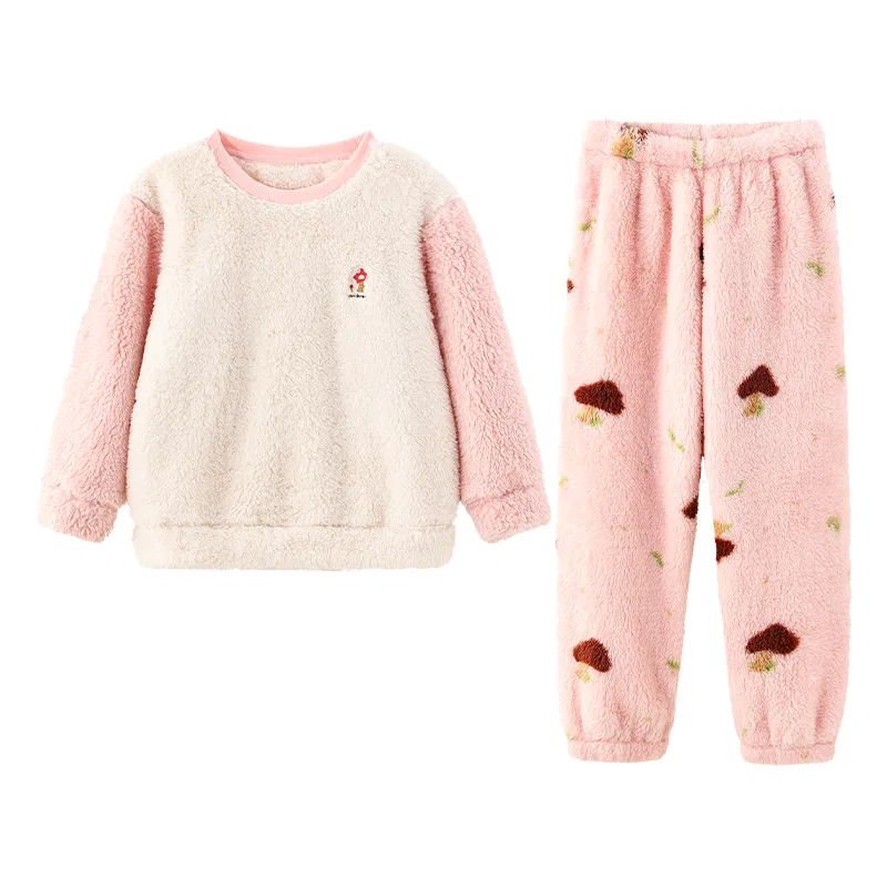 Детский комплект пижам для девочек из флиса Red bean, Light Pink