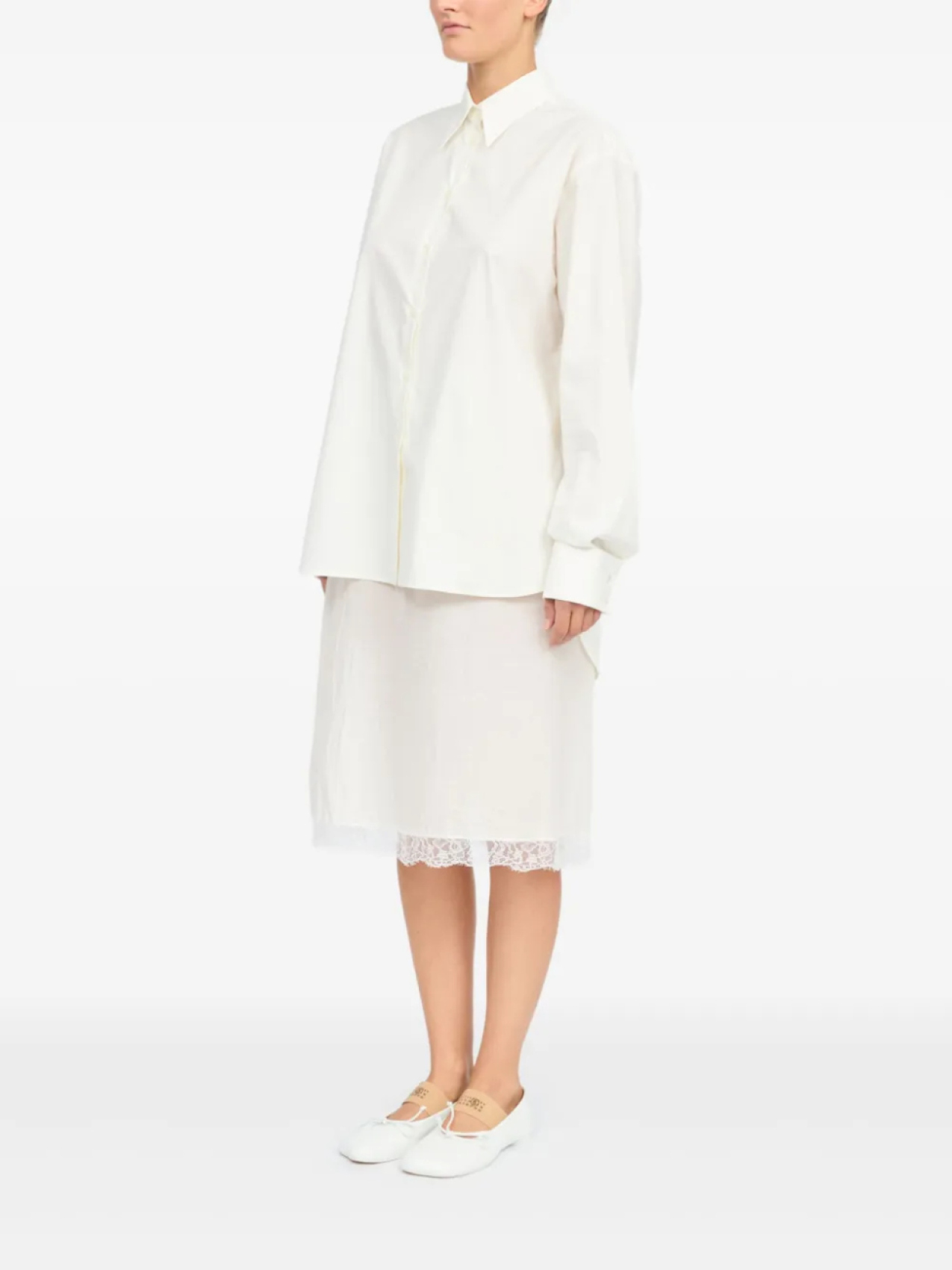 MM6 Maison Margiela платье-рубашка длины миди, нейтральный — фото 4