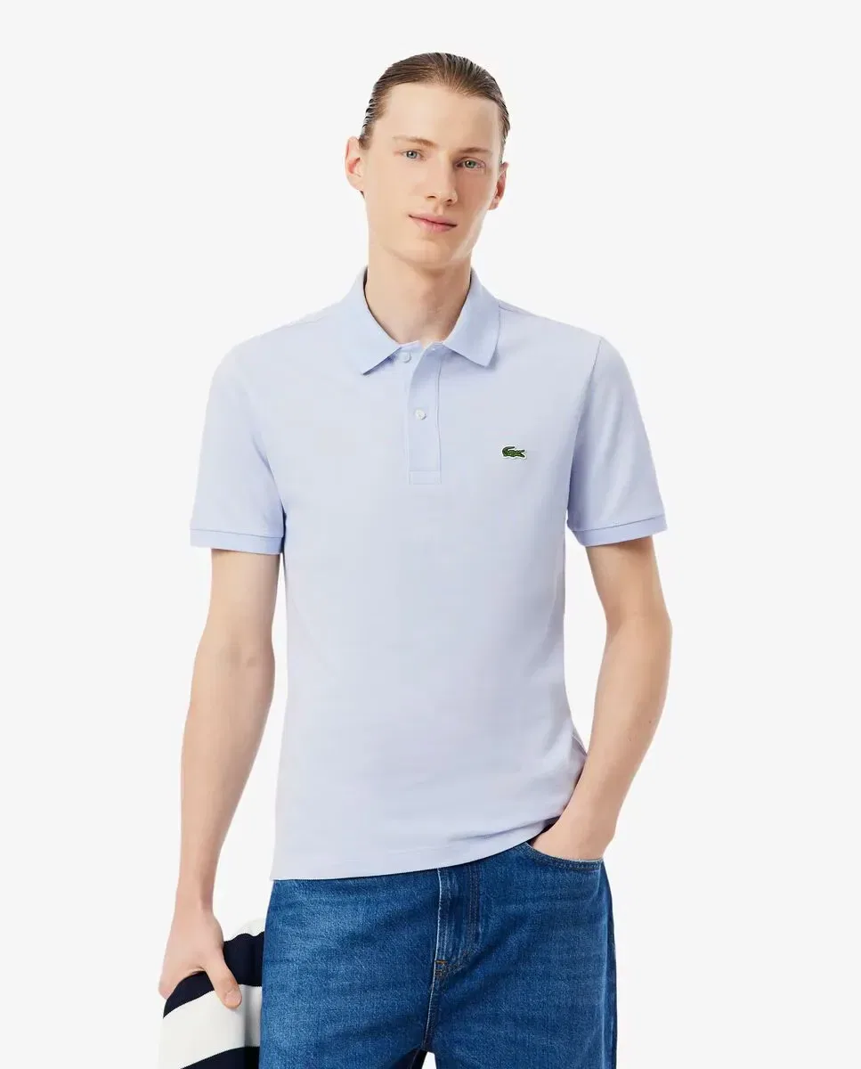 Поло Lacoste мужское с коротким рукавом, хлопковое пике, Azul Claro