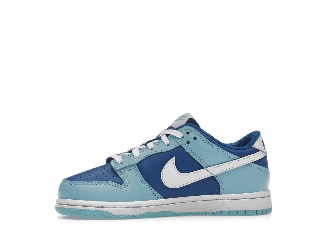 Детские кроссовки для мальчиков и девочек с контрастным Swoosh Nike Dunk Low Nike, Flash/White-Argon Blue-Flash — фото 3