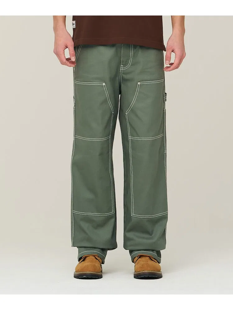 Брюки прямого кроя Double Knee Cotton Workpants SUPERDRY, Khaki — фото 2