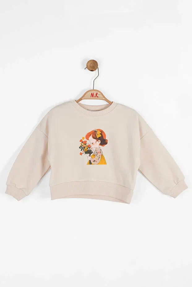 Детские свитшот для девочек с принтом Nk Kids, Beige