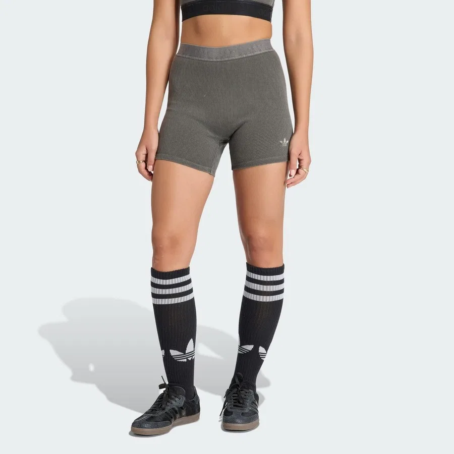 Леггинсы с рибаной модель Essentials Washed 1/4 adidas, Коричневый