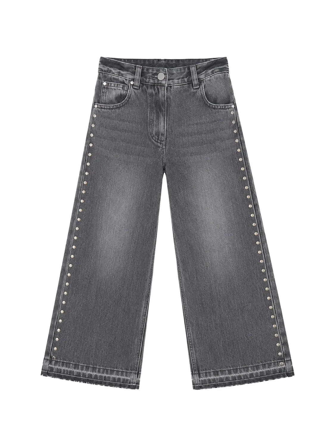 Рваные джинсы, украшенные заклепками Stella Mccartney Kids, серый