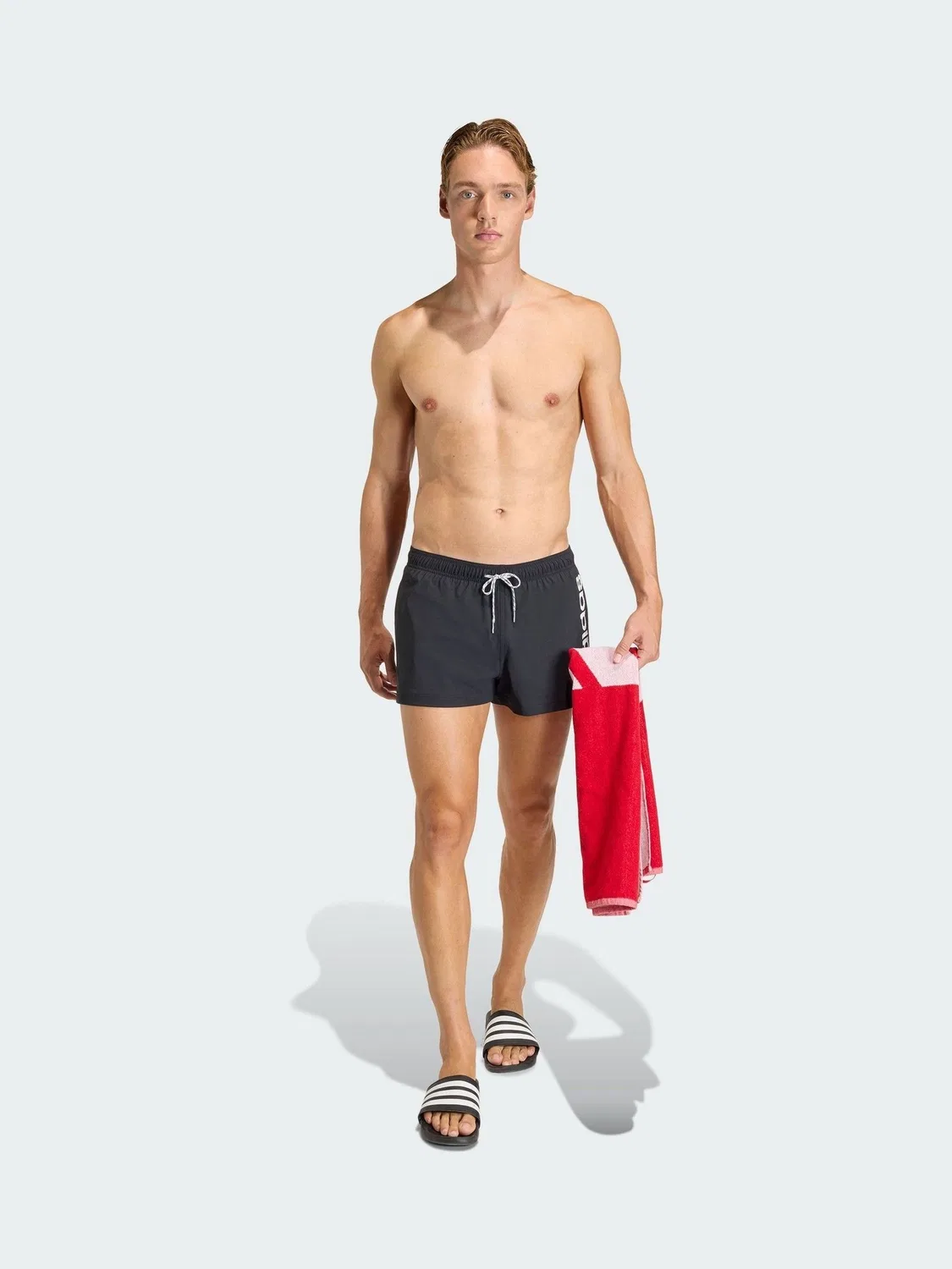 Плавки adidas Logo Stretchy Knit Swim Shorts 3 Inch, черный — фото 3