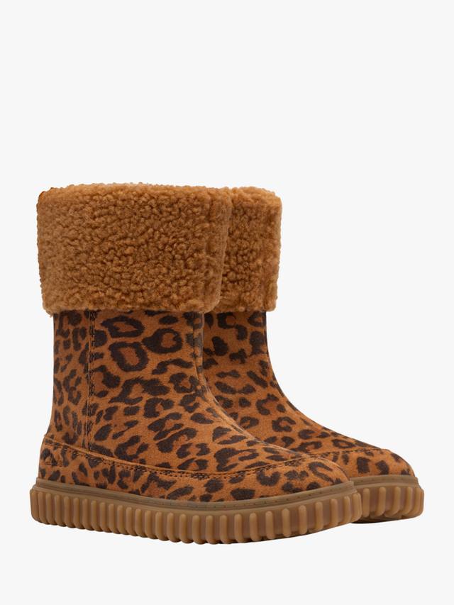 Детские уютные замшевые ботинки Kids' Cove Snuggle K Clarks, Leopard Print — фото 4