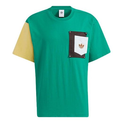 

Футболка adidas originals Series Contrasting Colors Chest Pocket Round Neck Short Sleeve Green HC0341
