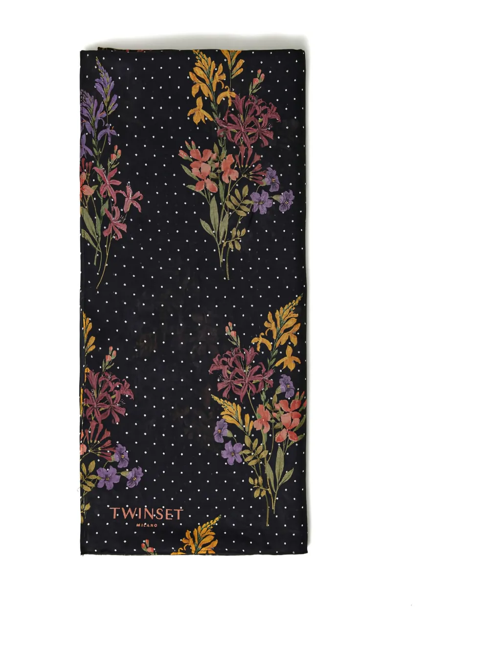 

Шарф в горошек с цветочным принтом TWINSET, черный
