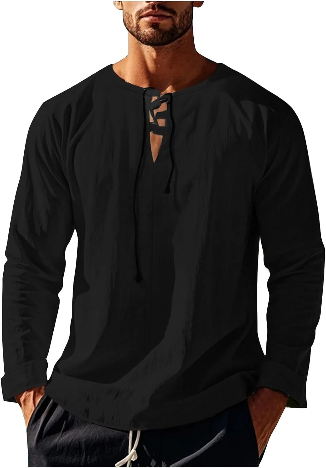 

Футболка для мужчин, V-образный вырез, длинный рукав