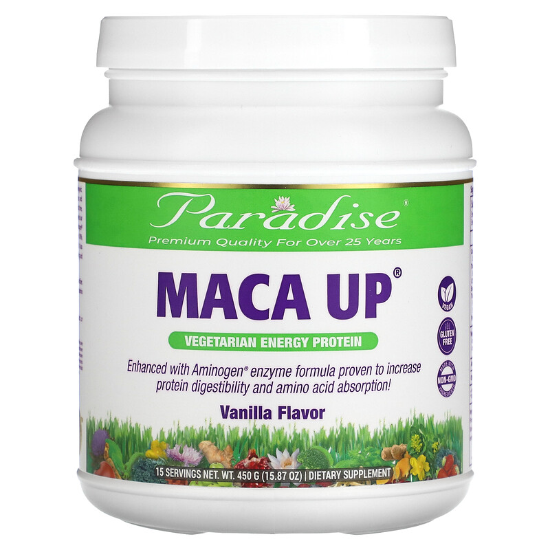 

Paradise Herbs, Maca Up, Vegetarian Energy Protein, Vanilla, 15.87 oz (450 g)