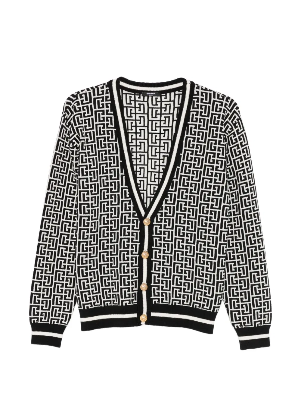 Кардиган с узором и пуговицами Balmain Kids, черный