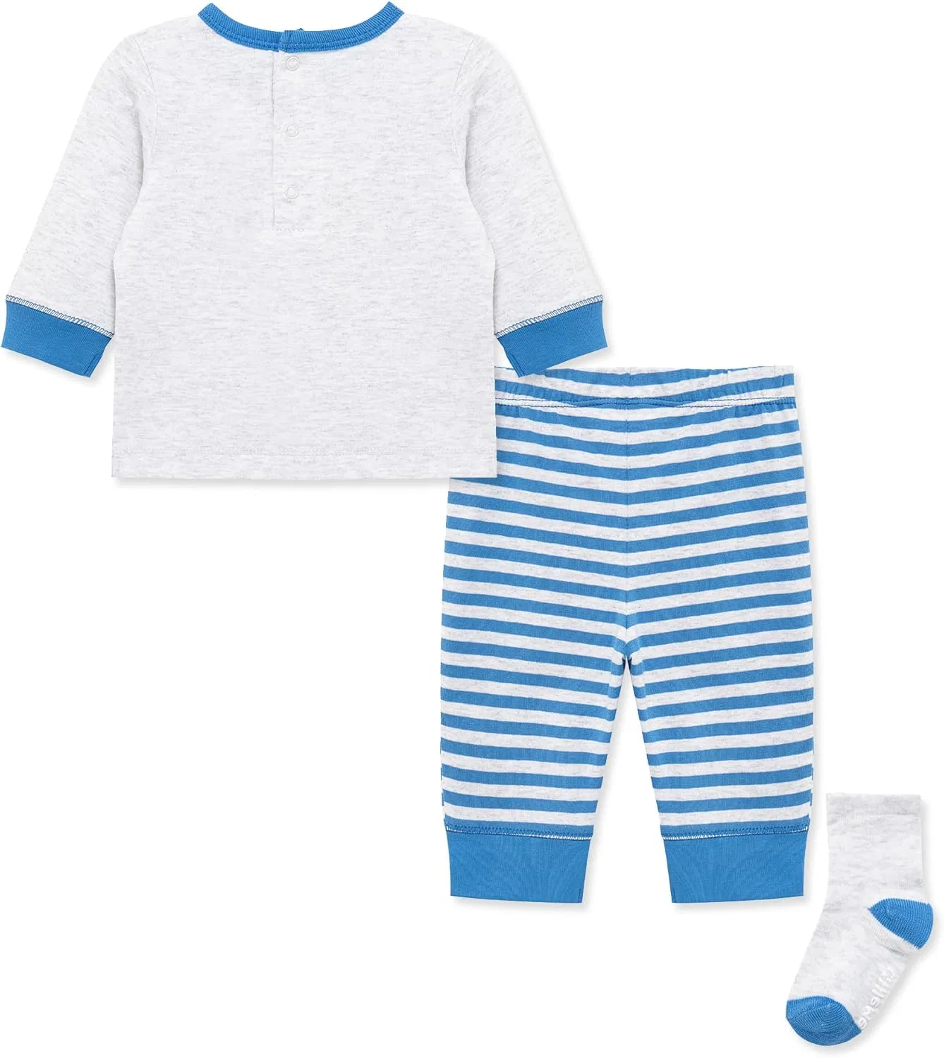 Детский спортивный костюм Little Me, 3 предмета: футболка, штаны, носки, Campanula Blue Stripe — фото 2