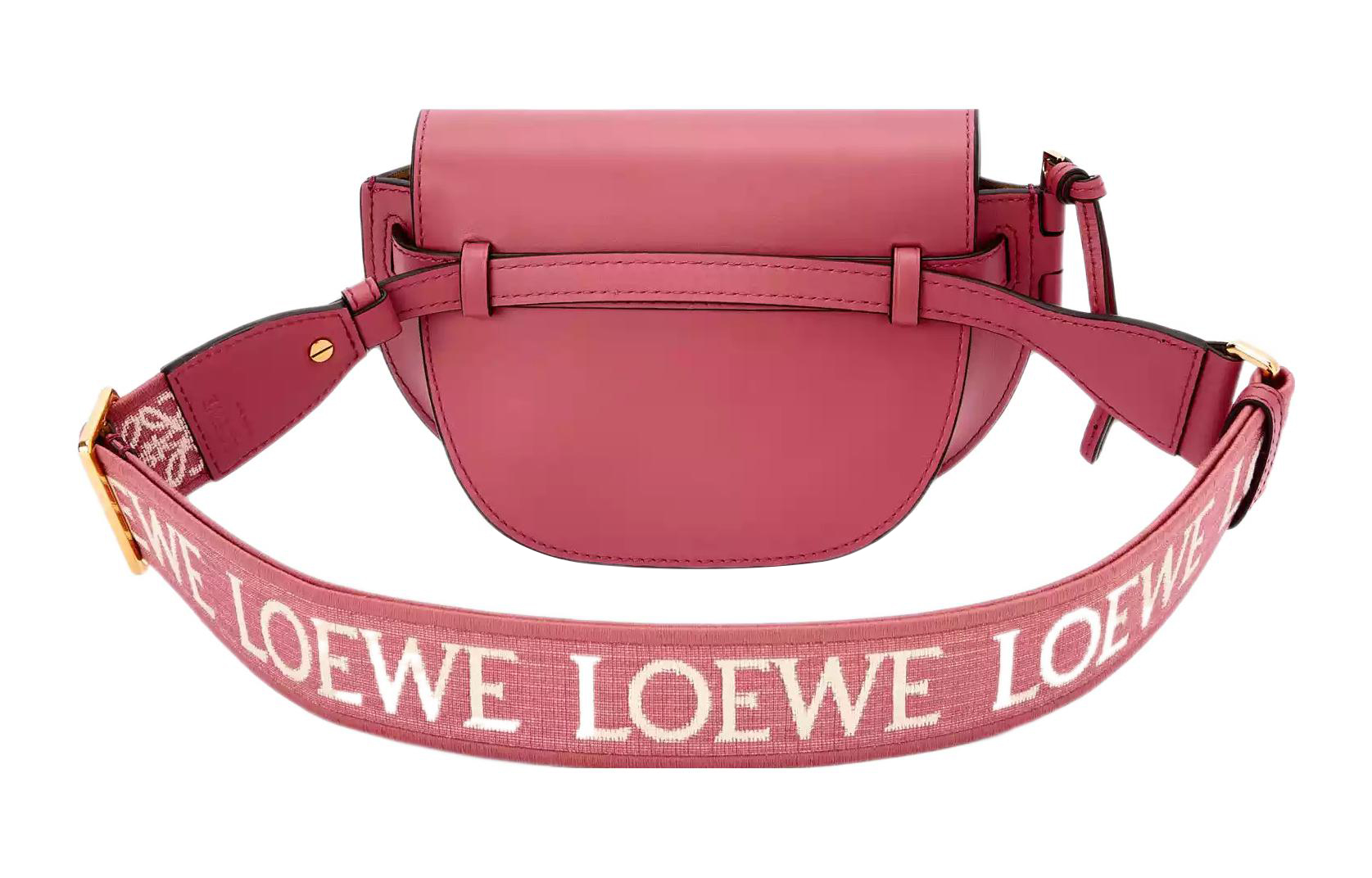 LOEWE Мягкая кожаная сумка через плечо мини женская розово-красная — фото 4