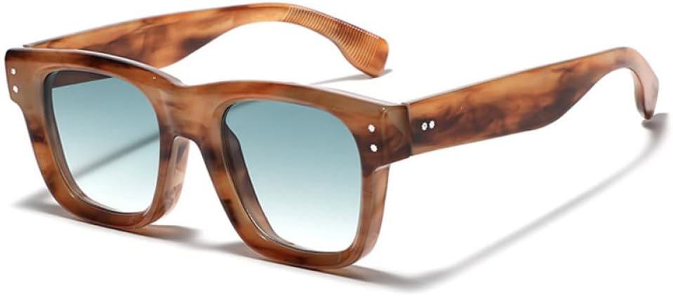 

Мужские солнцезащитные очки с заклепками, защита от УФ-излучения UV400, ретро-градиентный дизайн, модные женские солнцезащитные очки (черно-серые, один размер) LXLHWN, Amber Green