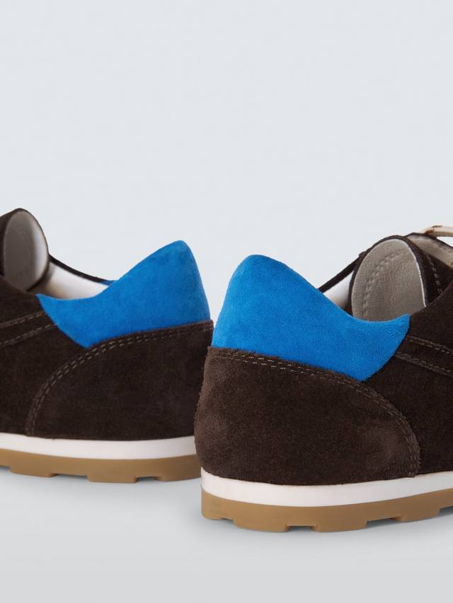 Французские замшевые спортивные кроссовки runner John Lewis, Brown/Blue — фото 4