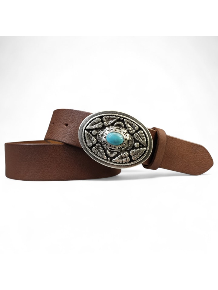 

Женский кожаный ремень коньячного цвета FRONHOFER