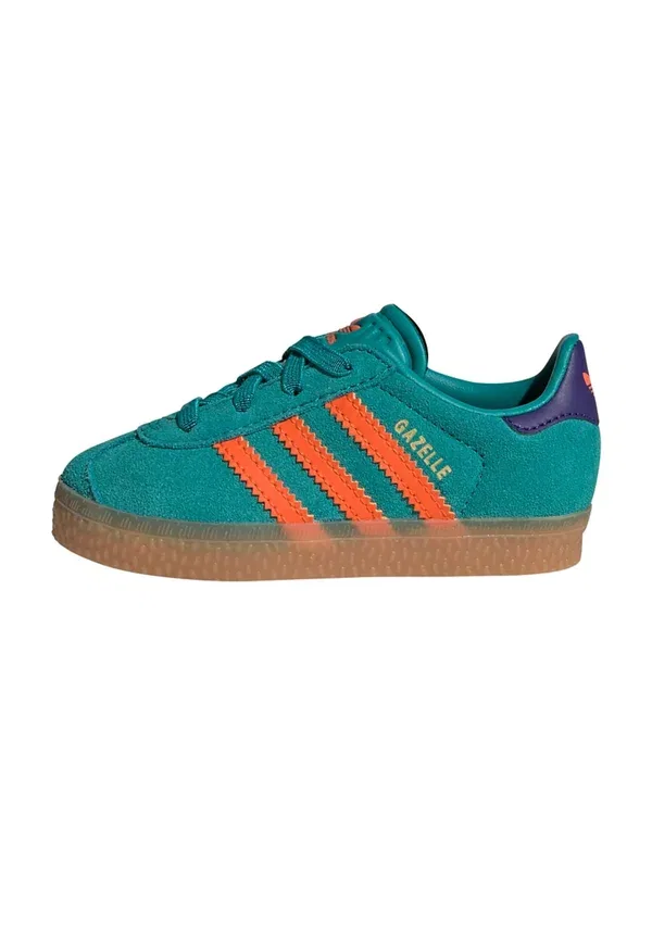 Детские кроссовки Gazelle Adidas Originals, чистый бирюзовый, оранжевый, фиолетовый