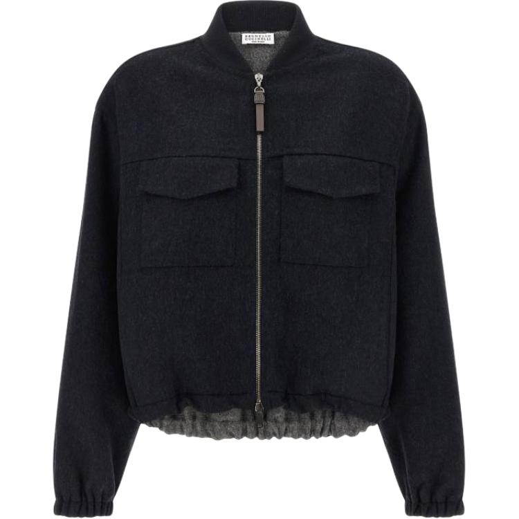 

Куртка-бомбер с затягивающимся низом Brunello Cucinelli, темный синий