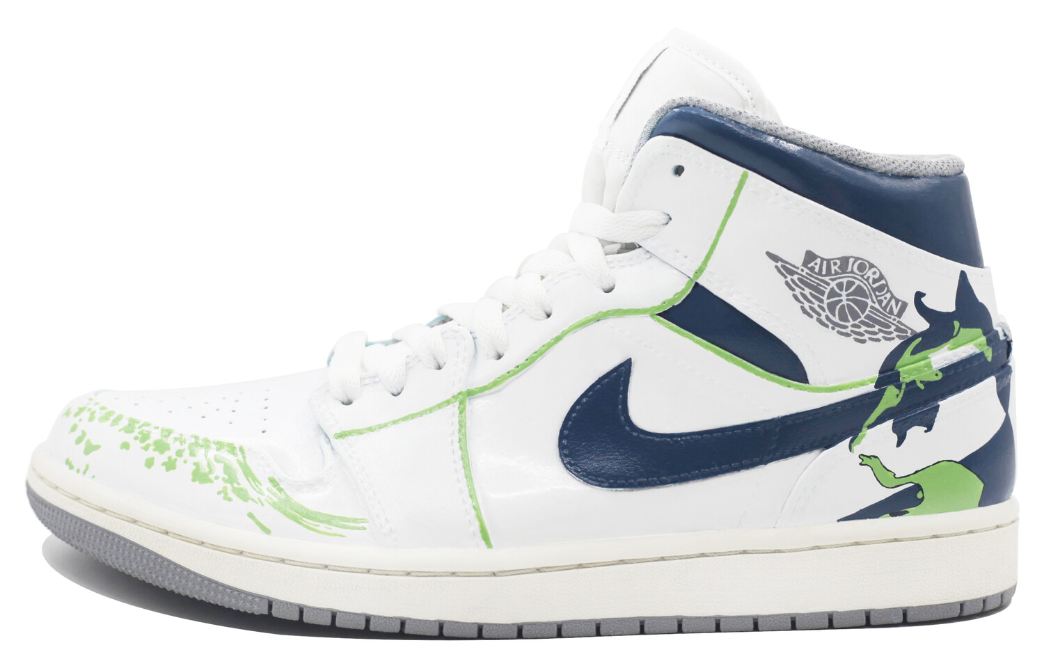 

Кроссовки Air Jordan 1 Vintage Basketball Shoes Women's Mid-top Blue-green-white, синий