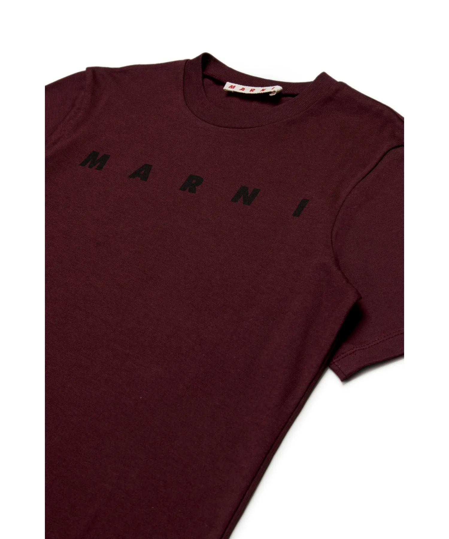 Детская футболка MARNI с логотипом бордового цвета — фото 3