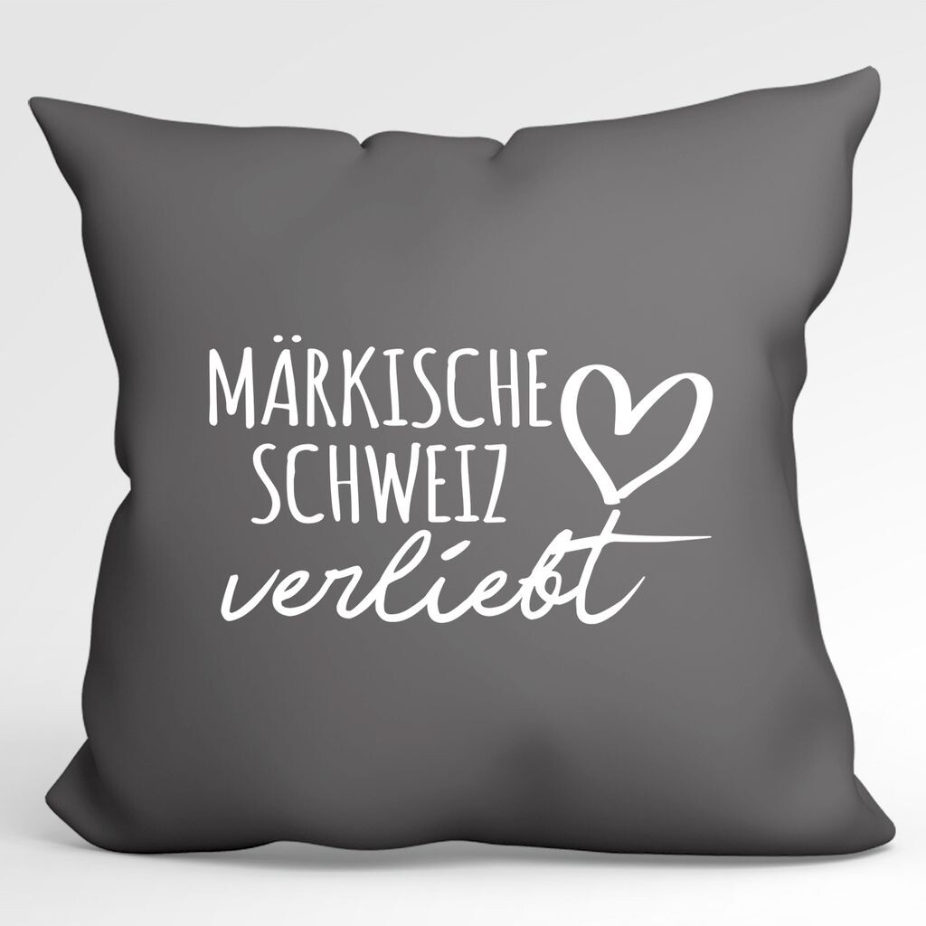 

УРАА! Подушка Märkische Schweiz in love декоративная подушка с наполнителем 40х40см Steel Grey с названием любимого региона Hellweg Druckerei