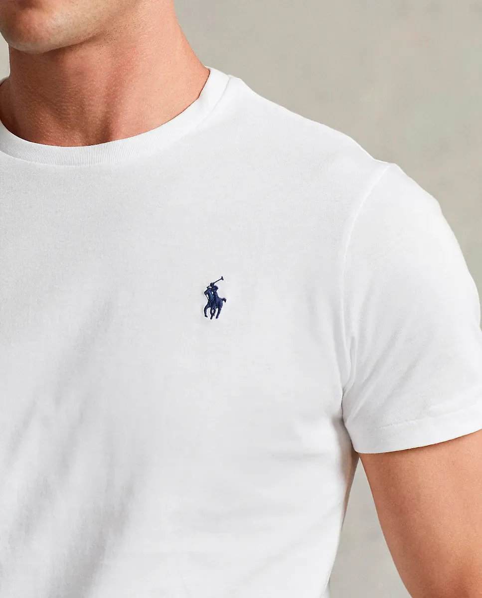 Мужская хлопковая футболка с вышитым логотипом Polo Ralph Lauren, белый — фото 4