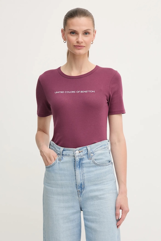 

Хлопковая футболка United Colors Of Benetton, фиолетовый