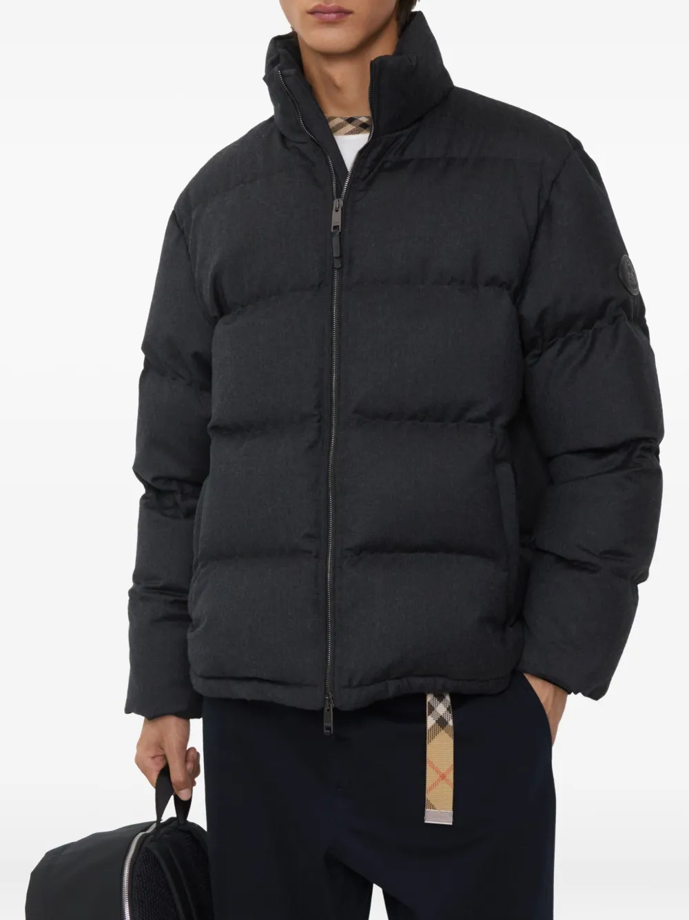 Пуховик Knight Burberry шерстяной с декором, черный — фото 2