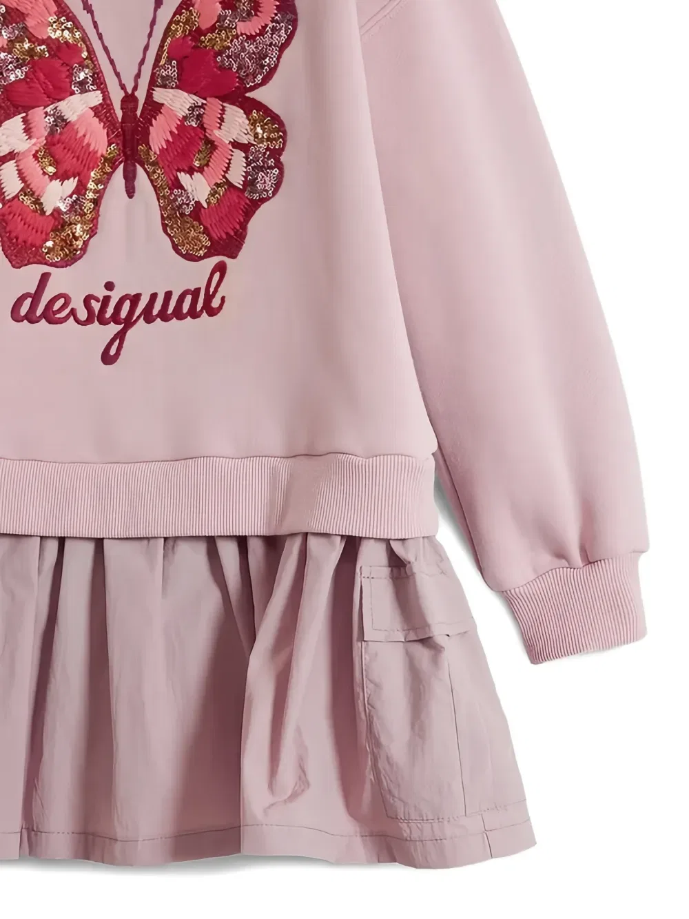 Платье с вышивкой в виде бабочек Desigual, розовый — фото 3