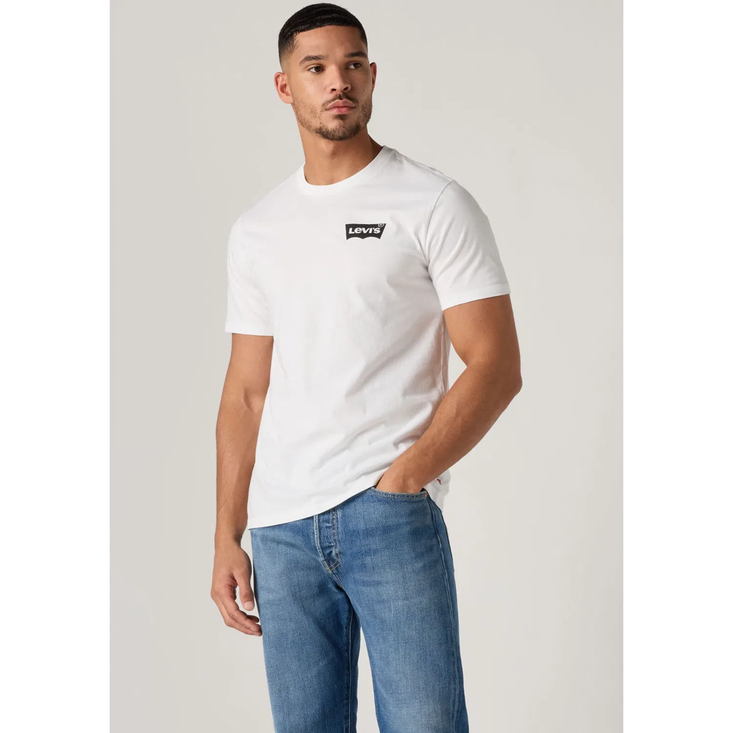 Мужская хлопковая футболка с логотипом Levi's, White — фото 2