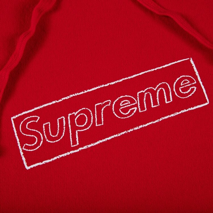 Толстовка Supreme x KAWS Chalk Logo Hooded Sweatshirt 'Red', красный — фото 3