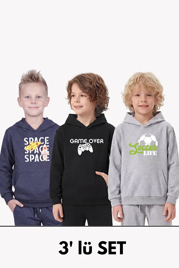 Детские свитшот для мальчиков с принтом Panios Kids, Smoked Black Grey